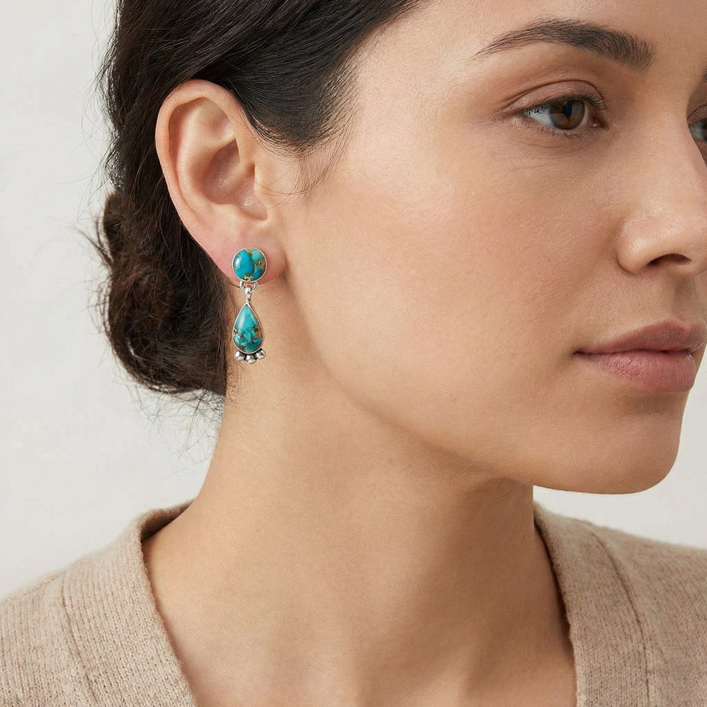 Matrix Turquoise Drop Earrings Sterling Silver E1451-C84