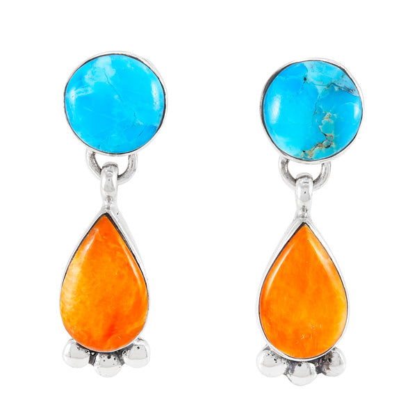 Coral & Turquoise Earrings Sterling Silver E1451-C86
