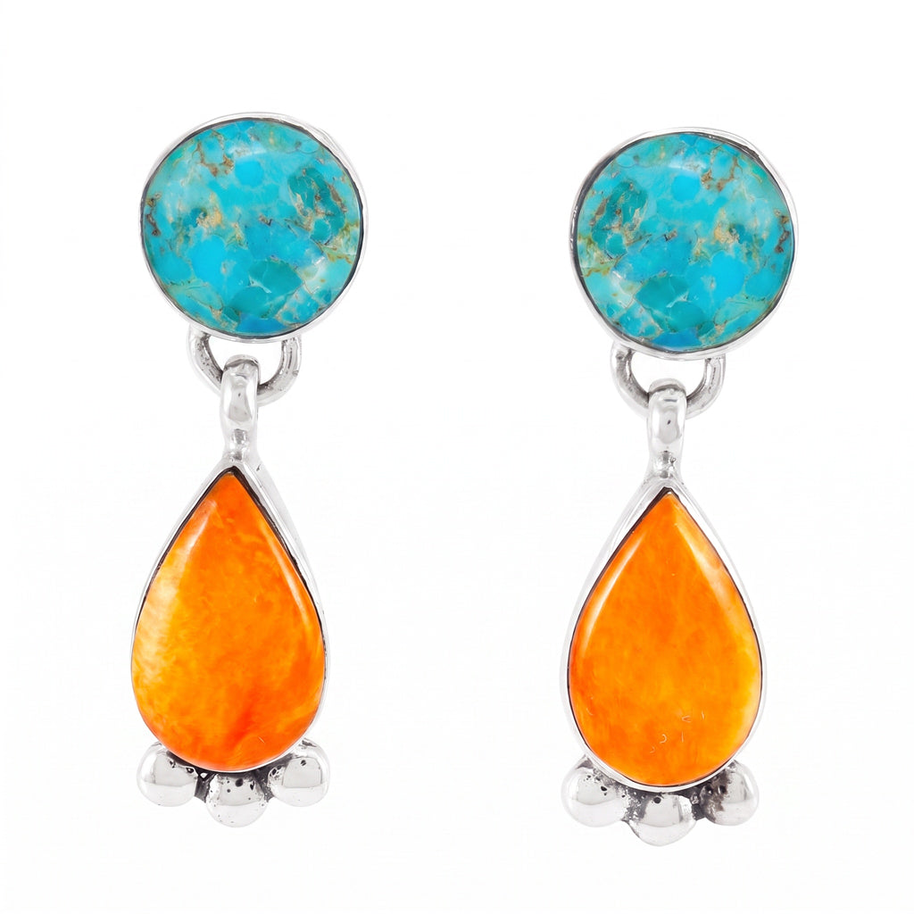 Coral & Turquoise Earrings Sterling Silver E1451-C86