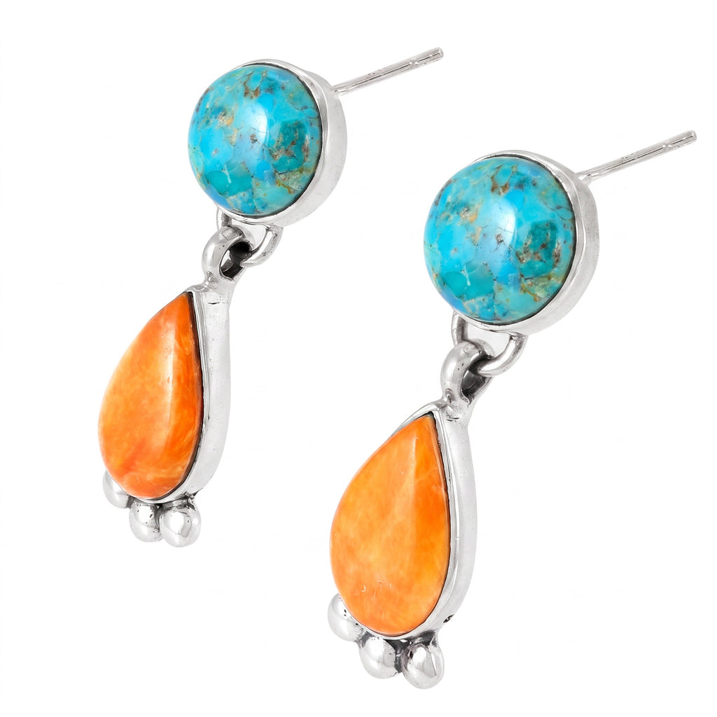 Coral & Turquoise Earrings Sterling Silver E1451-C86