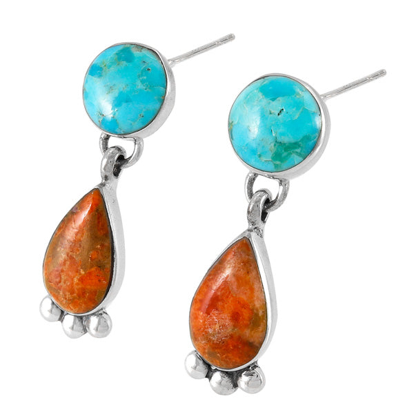 Spiny Oyster & Turquoise Earrings Sterling Silver E1451-C86