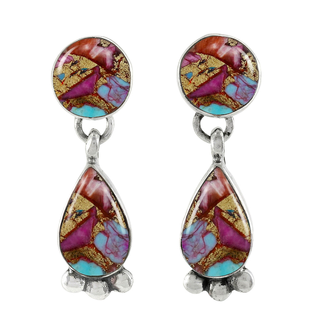 Rainbow Spiny Turquoise Earrings Sterling Silver E1451-C91