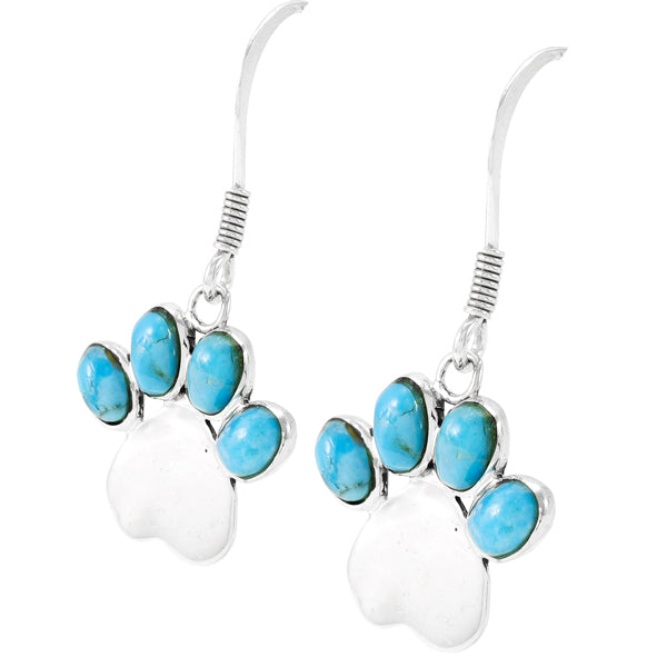 Turquoise Paw Hearts Earrings Sterling Silver E1453-C75