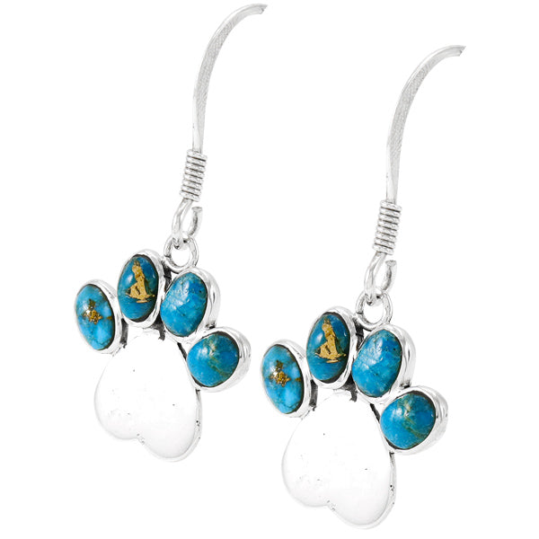 Matrix Turquoise Paw Hearts Earrings Sterling Silver E1453-C84