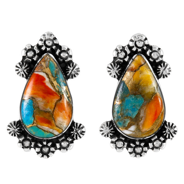 Spiny Turquoise Earrings Sterling Silver E1454-C89