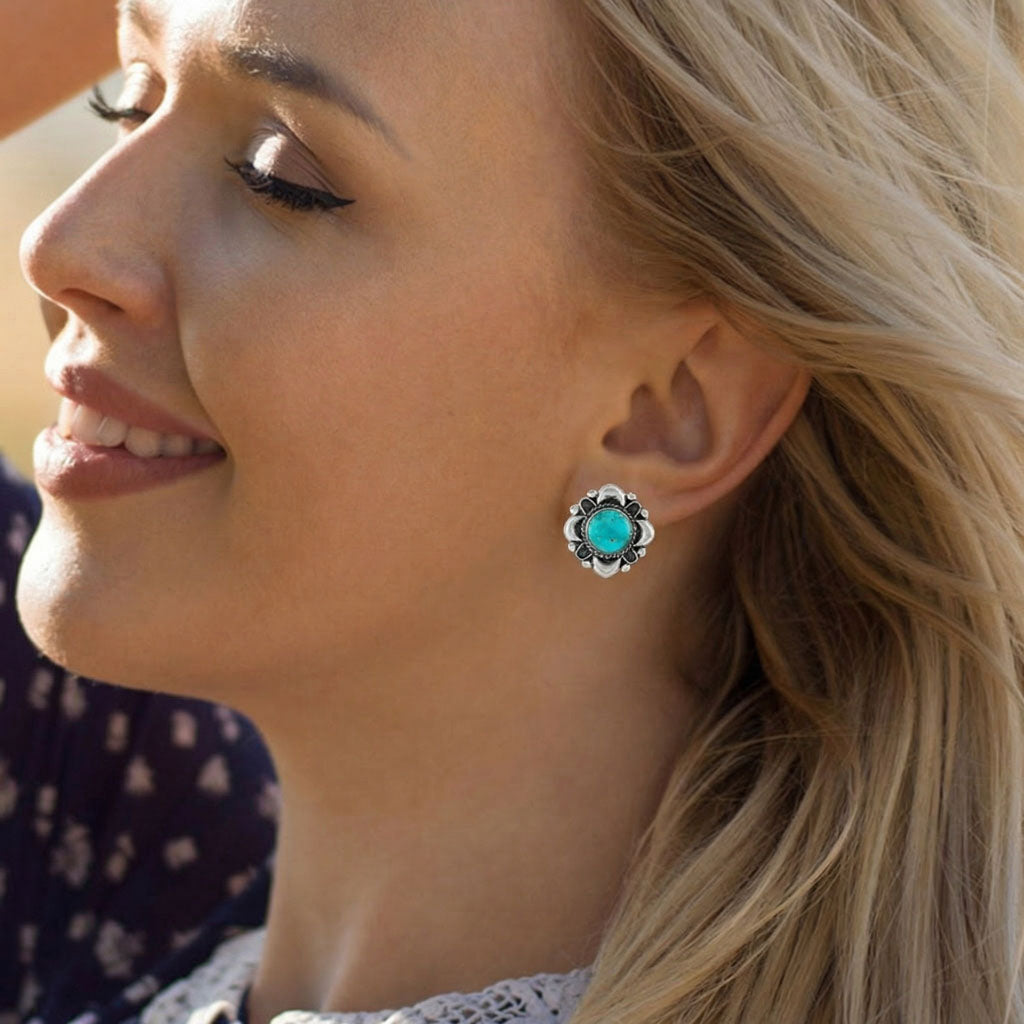 Turquoise Earrings Sterling Silver E1455-C75