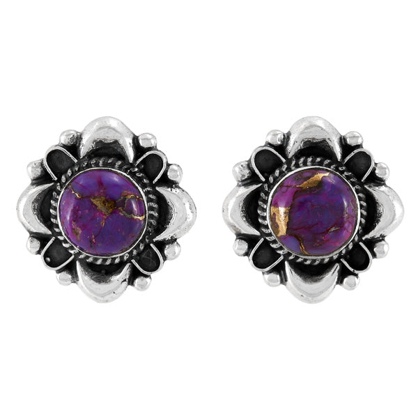 Purple Turquoise Earrings Sterling Silver E1455-C77