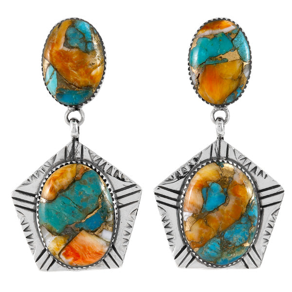 Spiny Turquoise Earrings Sterling Silver E1456-C89