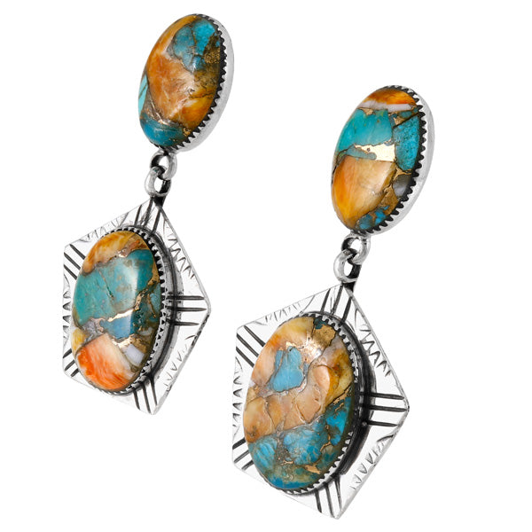 Spiny Turquoise Earrings Sterling Silver E1456-C89