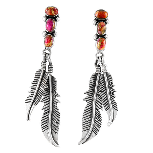 Plum Spiny Feather Earrings Sterling Silver E1458-SM-C92