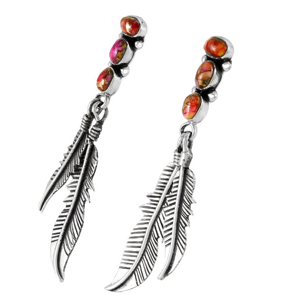 Plum Spiny Feather Earrings Sterling Silver E1458-SM-C92