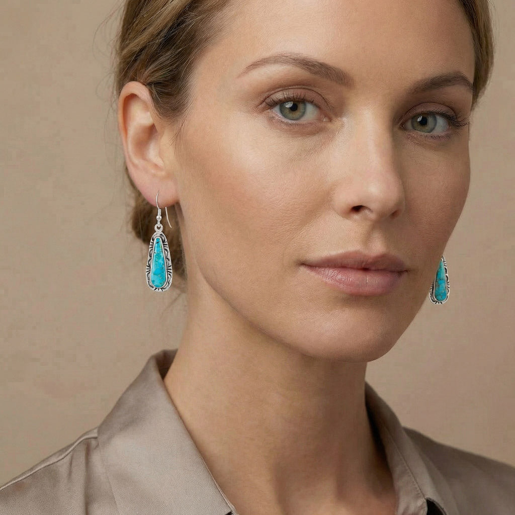 Turquoise Earrings Sterling Silver E1459-C75