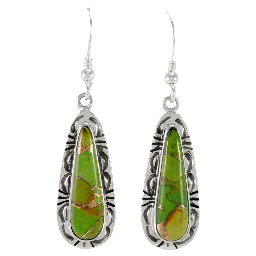 Green Turquoise Earrings Sterling Silver E1459-C76