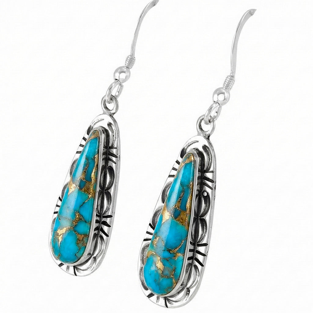 Matrix Turquoise Drop Earrings Sterling Silver E1459-C84