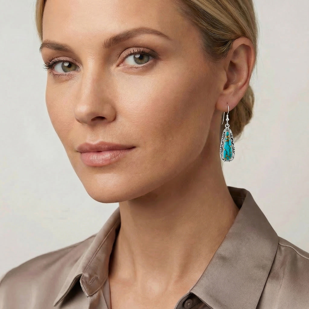 Matrix Turquoise Drop Earrings Sterling Silver E1459-C84