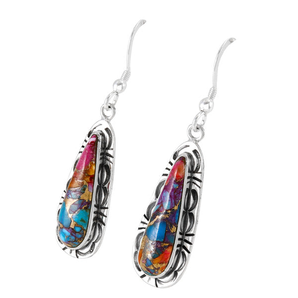 Rainbow Spiny Turquoise Earrings Sterling Silver E1459-C91