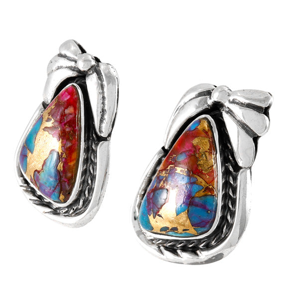 Rainbow Spiny Turquoise Earrings Sterling Silver E1460-C91