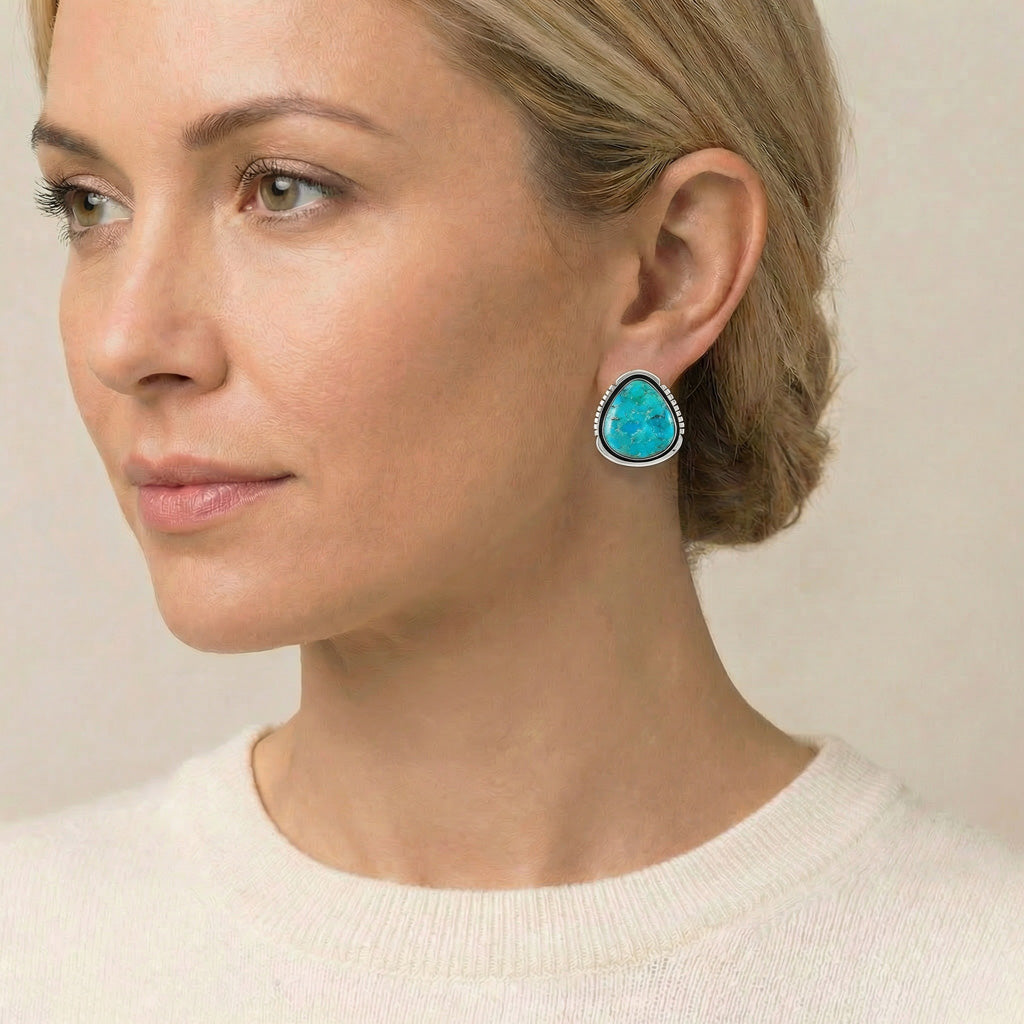 Turquoise Earrings Sterling Silver E1461-C75