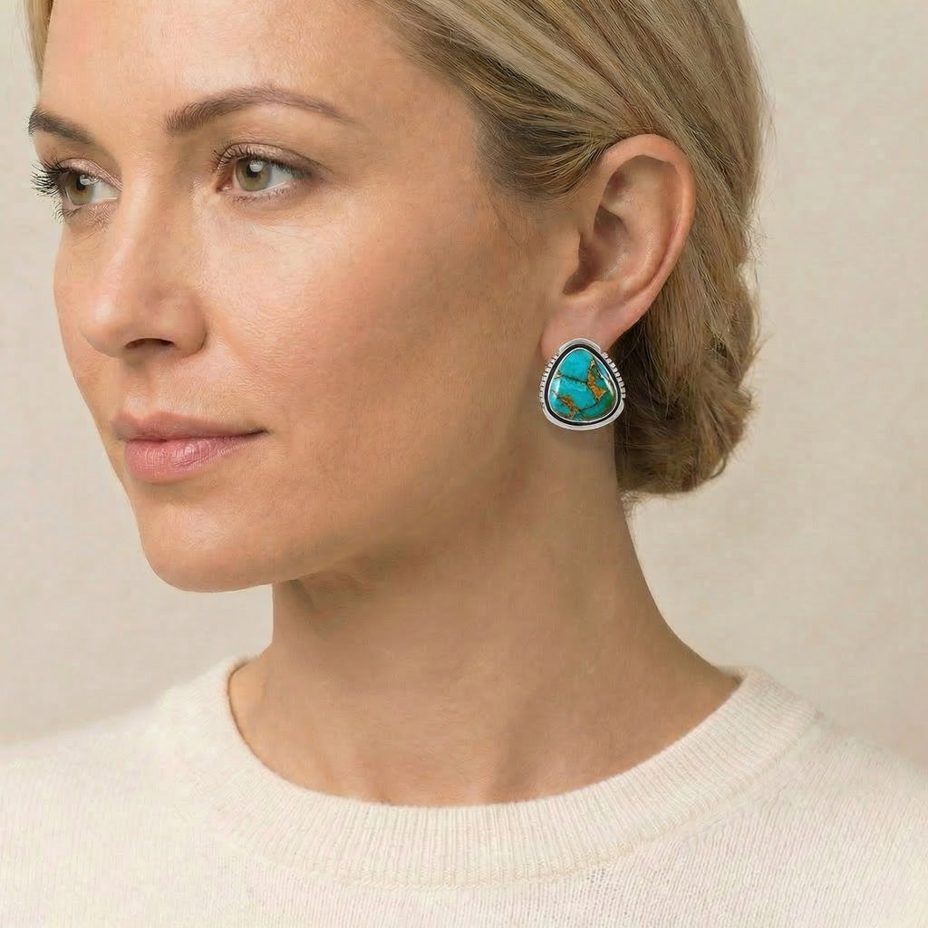 Matrix Turquoise Drop Earrings Sterling Silver E1461-C84