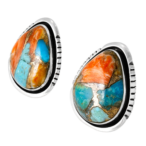 Spiny Turquoise Earrings Sterling Silver E1461-C89