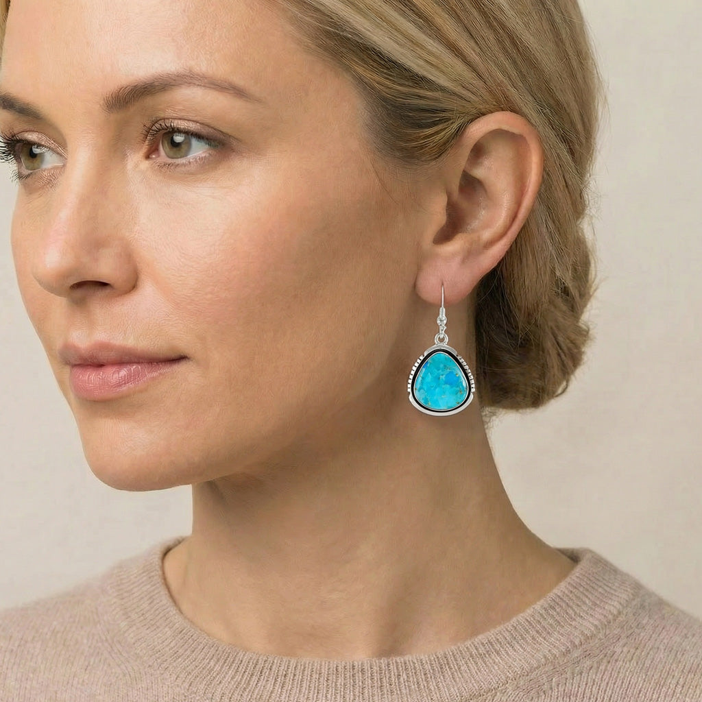 Turquoise Earrings Sterling Silver E1461W-C75