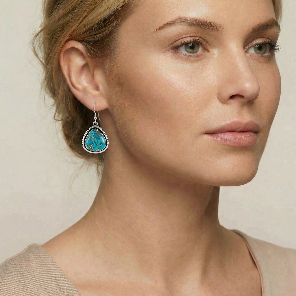 Matrix Turquoise Drop Earrings Sterling Silver E1461W-C84