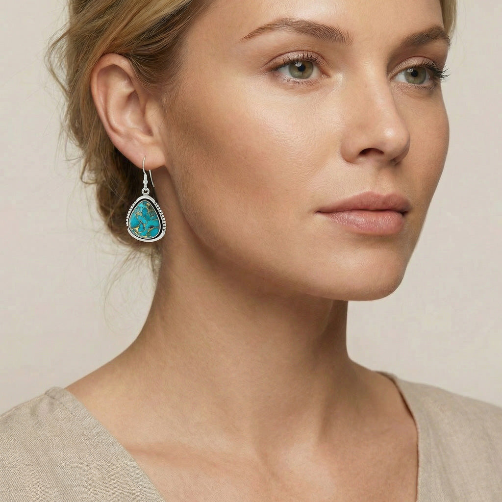 Matrix Turquoise Drop Earrings Sterling Silver E1461W-C84