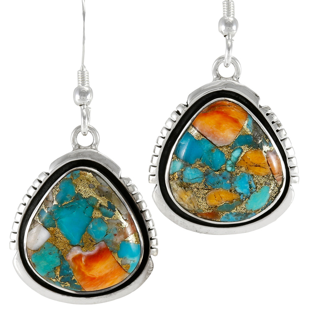 Spiny Turquoise Earrings Sterling Silver E1461W-C89