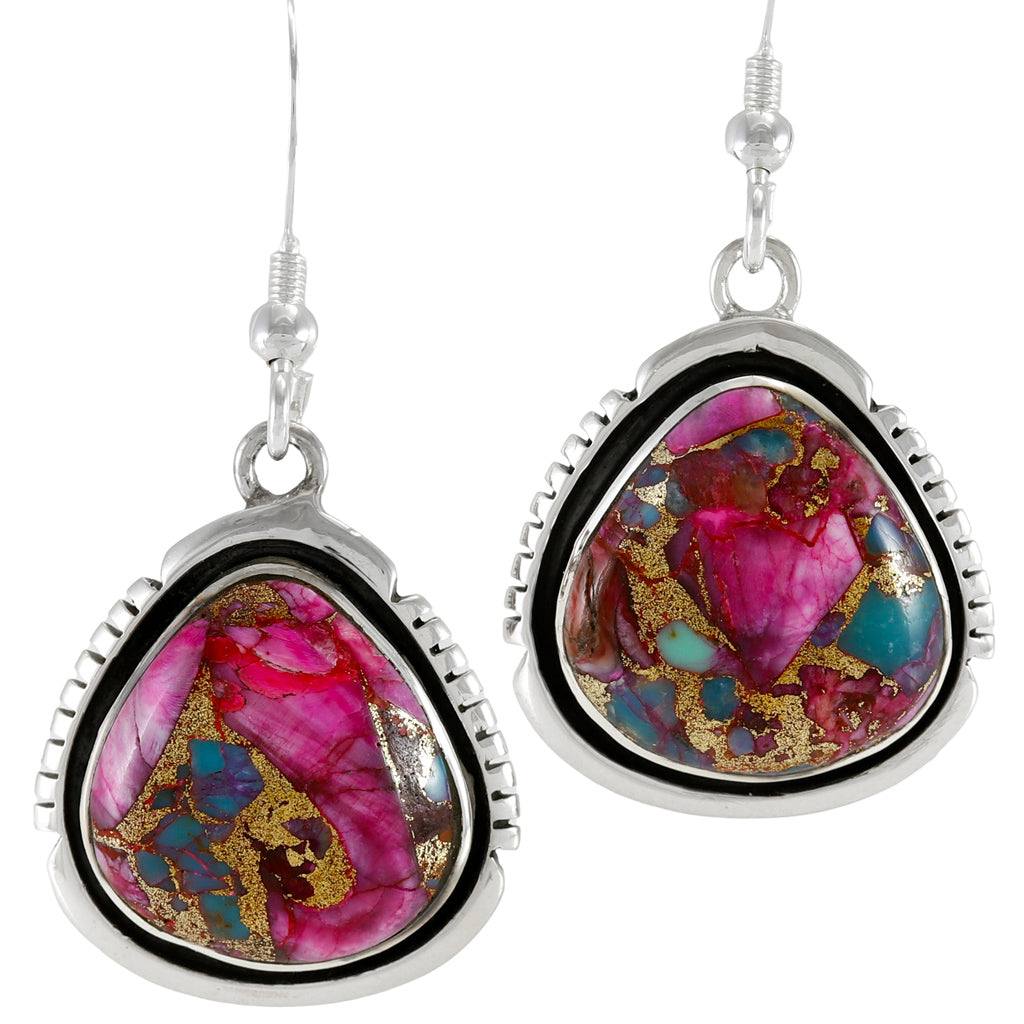 Rainbow Spiny Turquoise Earrings Sterling Silver E1461W-C91