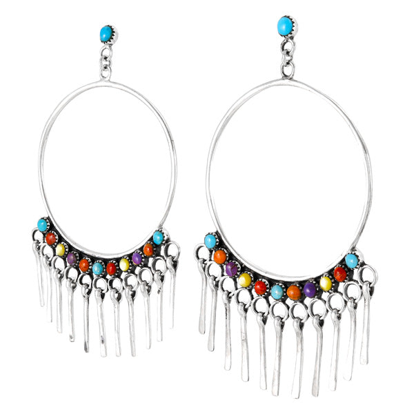 Multicolor Feather Earrings E1462-LG-C71 (Larger Style)