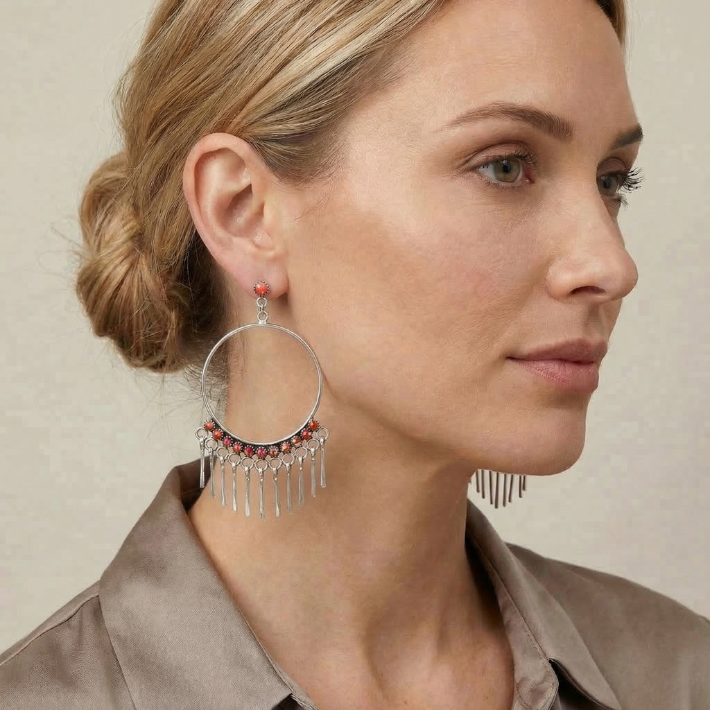 Plum Spiny Feather Earrings Sterling Silver E1462-LG-C92 (Larger Style)