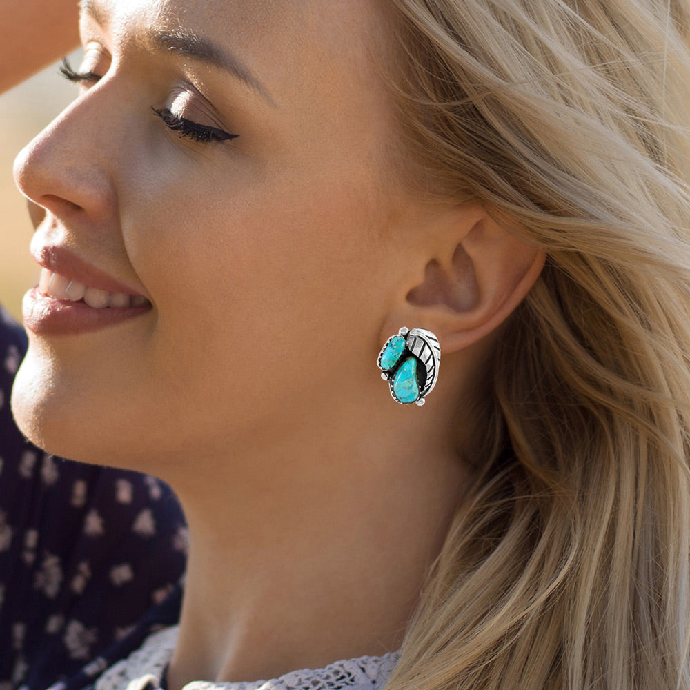 Turquoise Earrings Sterling Silver E1463-C75