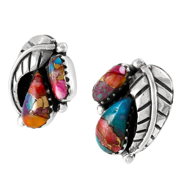 Rainbow Spiny Turquoise Earrings Sterling Silver E1463-C91