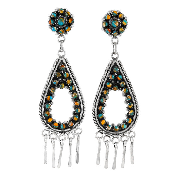 Spiny Turquoise Earrings Sterling Silver E1464-LG-C89 (Larger version)