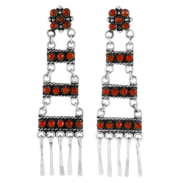 Coral Earrings Sterling Silver E1465-LG-C74 (Larger version)