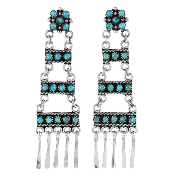 Turquoise Earrings Sterling Silver E1465-LG-C75 (Larger version)