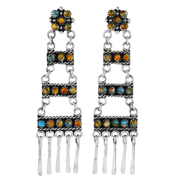 Spiny Turquoise Earrings Sterling Silver E1465-LG-C89 (Larger version)