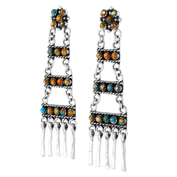 Spiny Turquoise Earrings Sterling Silver E1465-LG-C89 (Larger version)