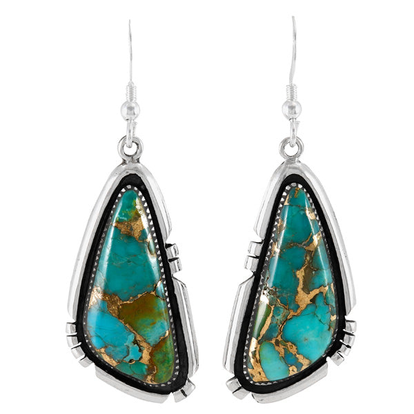 Matrix Turquoise Drop Earrings Sterling Silver E1467-C84