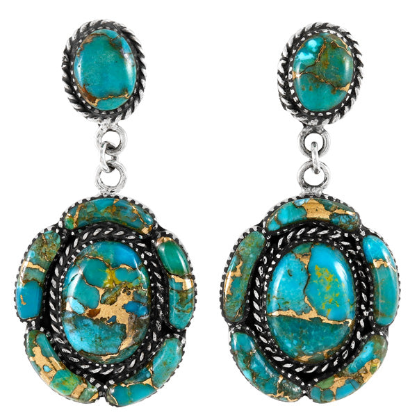 Matrix Turquoise Drop Earrings Sterling Silver E1468-LG-C84