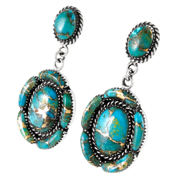 Matrix Turquoise Drop Earrings Sterling Silver E1468-LG-C84