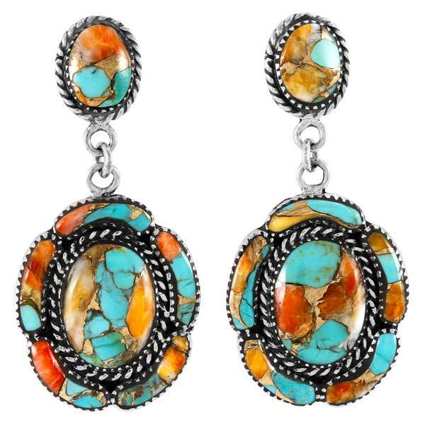 Spiny Turquoise Earrings Sterling Silver E1468-LG-C89
