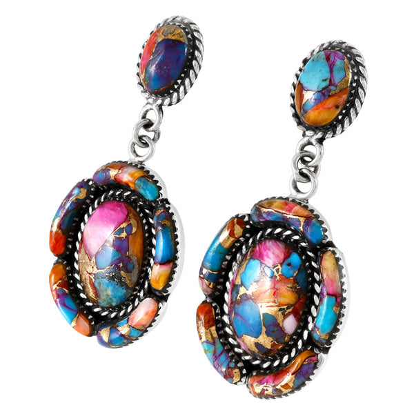 Rainbow Spiny Turquoise Earrings Sterling Silver E1468-LG-C91