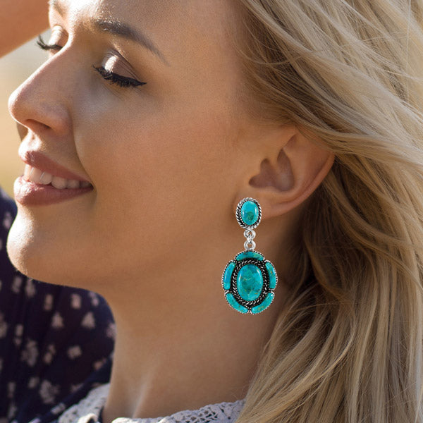 Turquoise Earrings Sterling Silver E1468-LG-C75