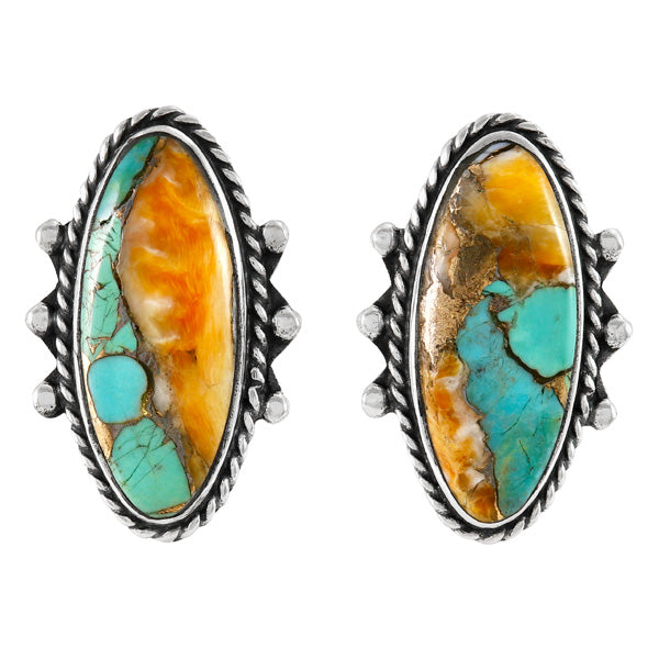 Spiny Turquoise Earrings Sterling Silver E1469-C89