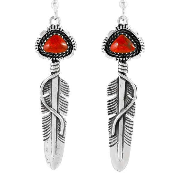 Coral Feather Earrings Sterling Silver E1470-C74