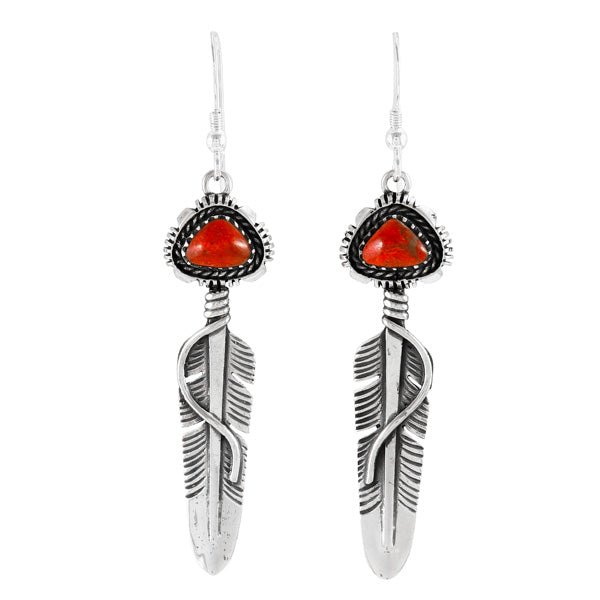 Coral Feather Earrings Sterling Silver E1470-C74