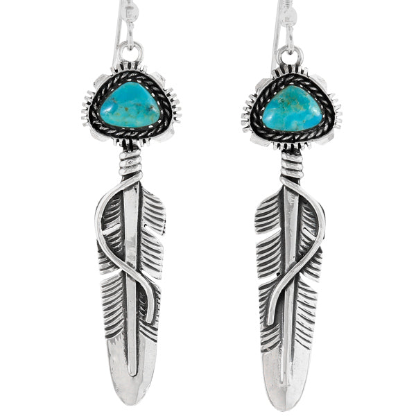 Turquoise Feather Earrings Sterling Silver E1470-C75