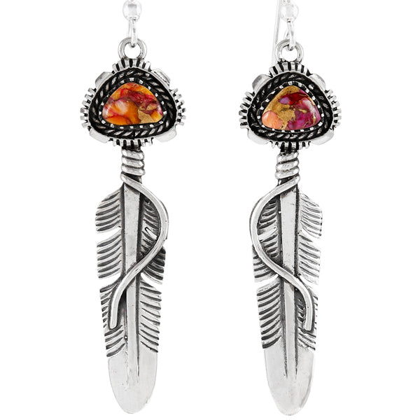 Plum Spiny Feather Earrings Sterling Silver E1470-C92