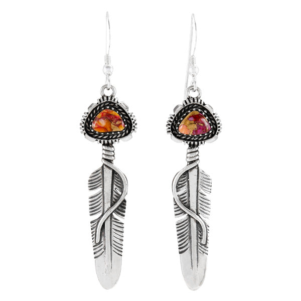 Plum Spiny Feather Earrings Sterling Silver E1470-C92